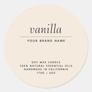 Modern produkt för beige paketering av ljus runt klistermärke