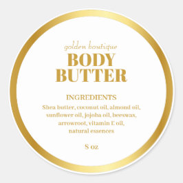 Modern produktingredienser i Spa, vita Guld, klass Runt Klistermärke