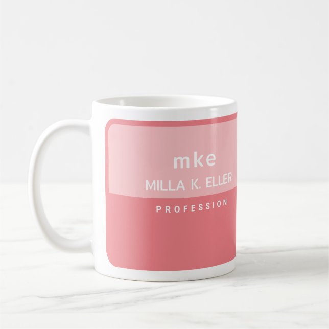 Modern profession 2-tons rosa kaffekopp med namn (Vänster)