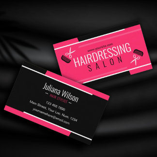 Modern profession Pink hair stylist Visitkort