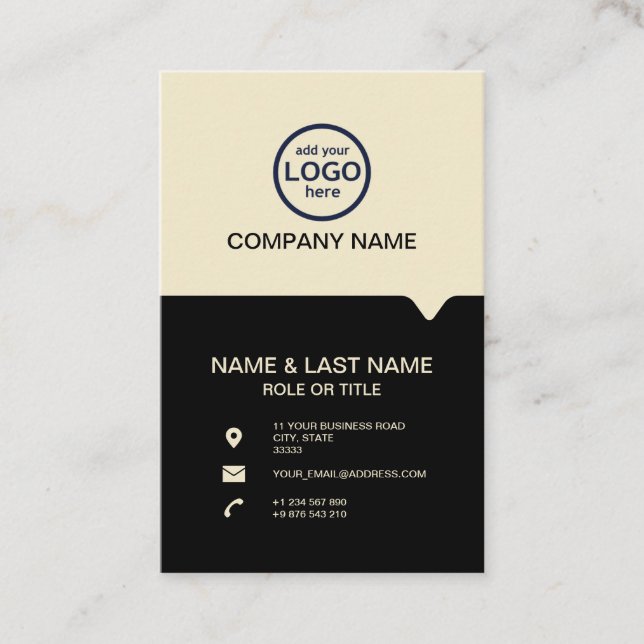 Modern Professional 2 färger lägg till din logotyp Visitkort (Framsida)