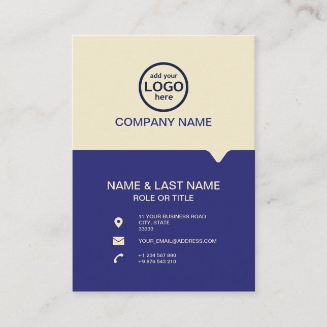 Modern Professional 2 färger lägg till din logotyp Visitkort (Framsida)