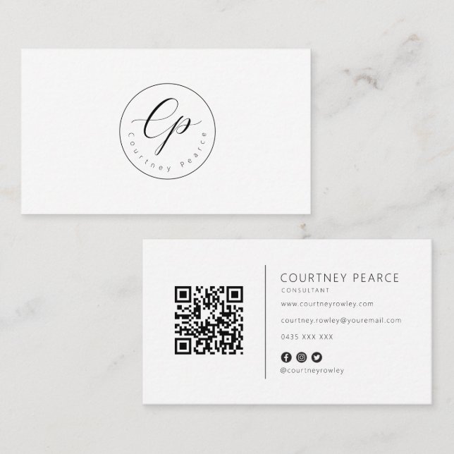 Modern professional business card with QR code Visitkort (Fram/baksida)