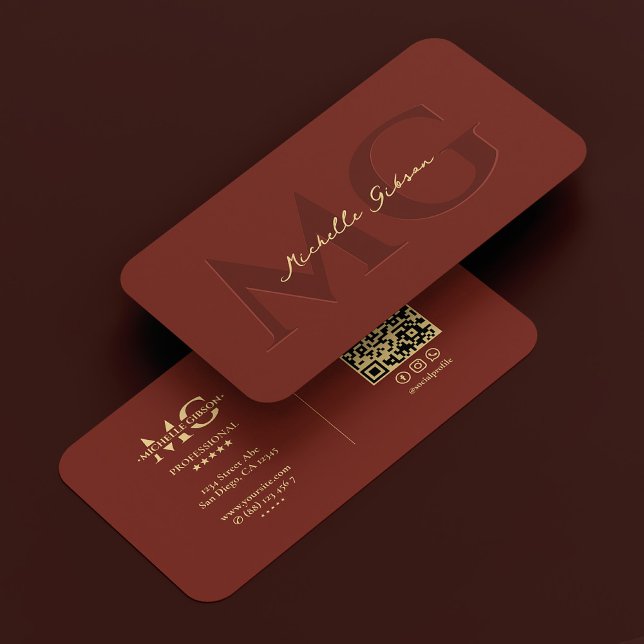 Modern Professional Dark Terracotta Monogram Visitkort (Modern Professional Dark Terracotta Monogram Business Card
)