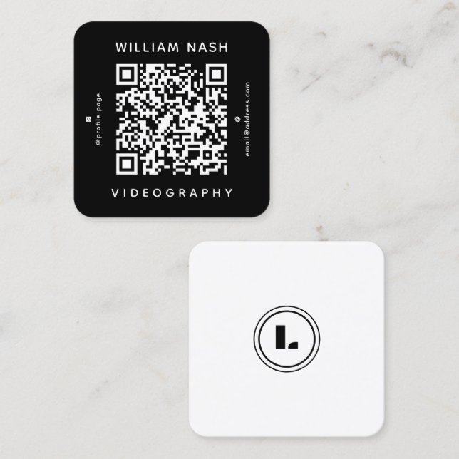 Modern professional duotone QR code Fyrkantigt Visitkort (Fram/baksida)