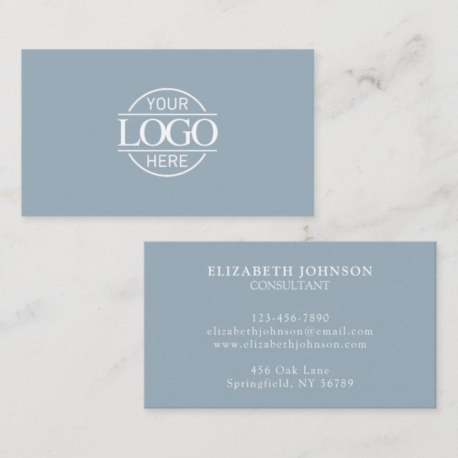 Modern Professional Dusty Blue Company Logo Visitkort (Fram/baksida)