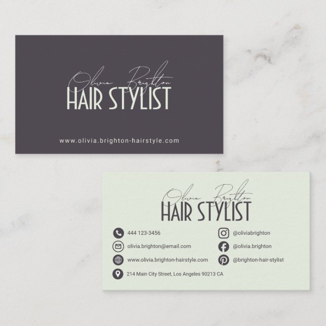 Modern Professional Hair Stylist High-end Visitkort (Fram/baksida)