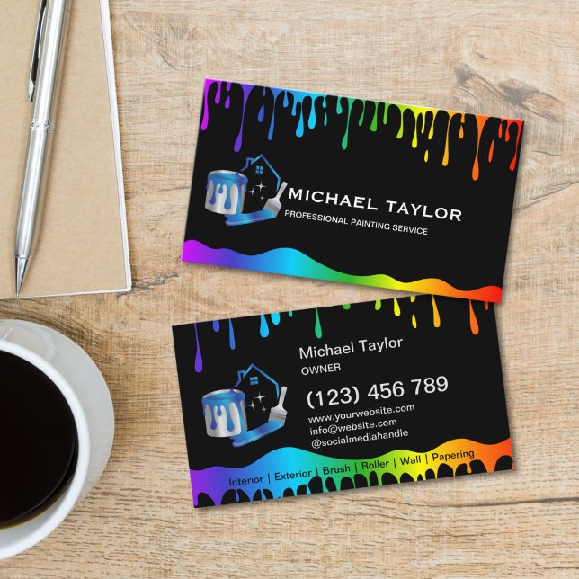 Modern Professional Painting Service Decoration Visitkort (Modern Professional Painting Service Decoration Business Card)