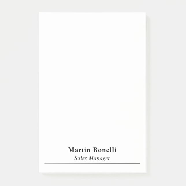 Modern Professional Plain Black & White Name Title Post-it Block (Framsida)