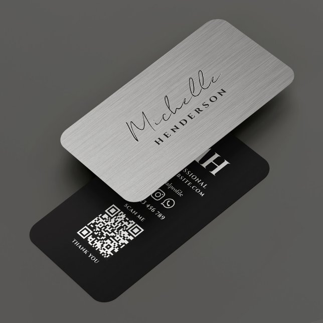 Modern Professional Silver Svart Metallisk Visitkort (Modern Professional Silver Black Metallic Business Card
)