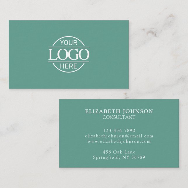Modern Professional Teal Green Company Logo Visitkort (Fram/baksida)