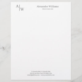 Modern Professionell 2 Monogram minimalistiskt Grå Brevhuvud