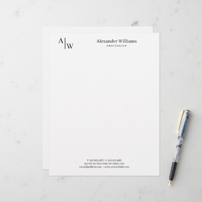 Modern Professionell 2 Monogram minimalistiskt sva Brevhuvud (Fram/Back In Situ)