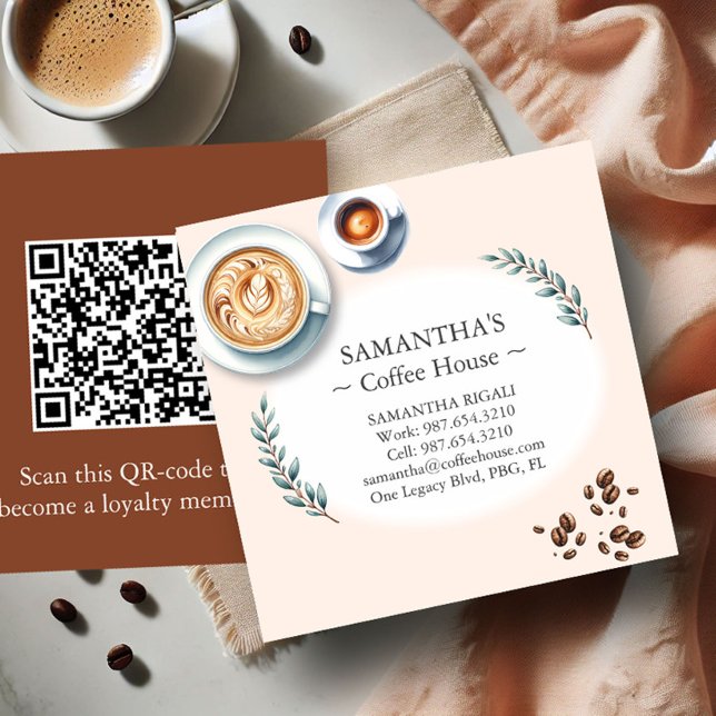 Modern Professionell-Affärskort för kaffebutiker Fyrkantigt Visitkort (Coffee house business cards )