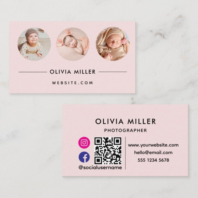 Modern Professionell-Affärskort med QR-kod Visitkort (Fram/baksida)