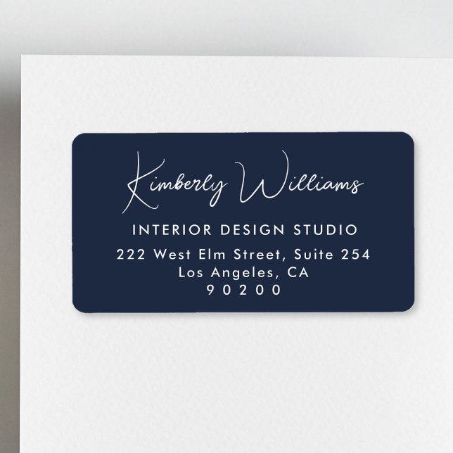 Modern professionell affärsstils returadress adressetikett (Modern Script Professional Business Return Address Label)