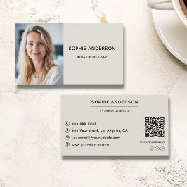 Modern professionell anpassad QR-kod för foto Visitkort