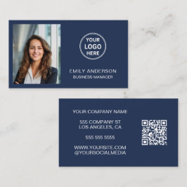 Modern Professionell Anpassningsbar Foto Logotyp Q Visitkort