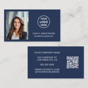 Modern Professionell Anpassningsbar Foto Logotyp Q Visitkort