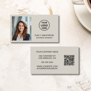 Modern Professionell Anpassningsbar Foto Logotyp Q Visitkort