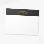 Modern professionell anteckningsblock<br><div class="desc">Professionell Modern Anteckningsblock med namn i det moderna typsnittet stil med anpassningsbar i guld moderna sans serif-typsnitt stil,  svart med guld guld rand övre gräns,  på vit bakgrund. Observera att folieinformationen simuleras i teckningen. Ingen faktisk folie kommer att användas vid skapar av denna produkt.</div>