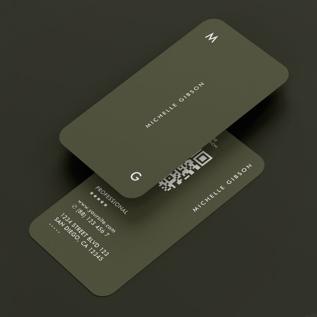 Modern Professionell-arméns Grönt enkel Visitkort (Modern Logo Professional Army Green Simple Business Card
)