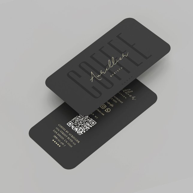 Modern Professionell Barista Coffee Shop Black Gul Visitkort (Modern Professional Barista Coffee Shop Black Gold Business Card
)