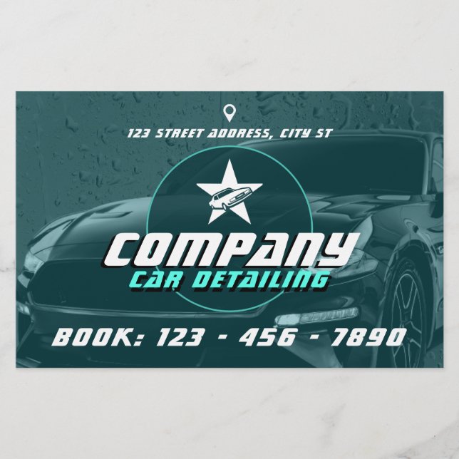 Modern professionell bil med uppgift om Flyer (Framsidan)