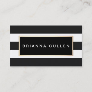 Modern Professionell Black and White Stripe Visitkort