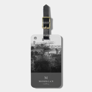 Modern Professionell Black Grått Monogrammed Bagagebricka