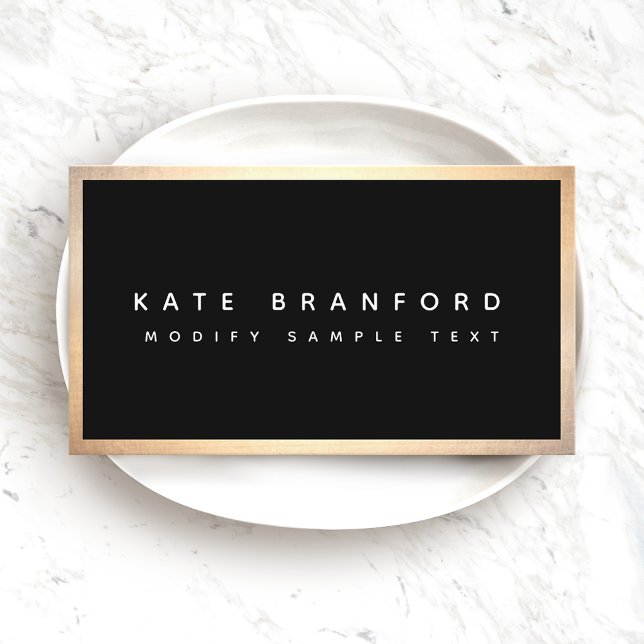 Modern Professionell Black Guld Gräns Business Ca Visitkort (Skapare uppladdad)