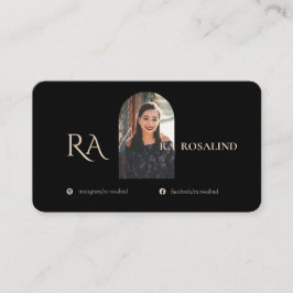 Modern Professionell Black Guld Monogram Photo Visitkort