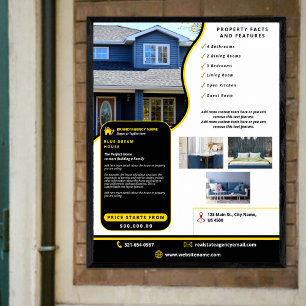 Modern Professionell Black Gult Real State Anpassn Poster