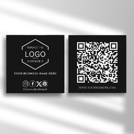 Modern Professionell Black Logotyp QR-kod Fyrkantigt Visitkort