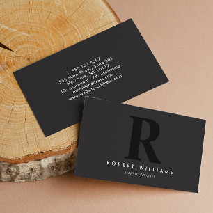 Modern Professionell Black Monogram Initial Visitkort