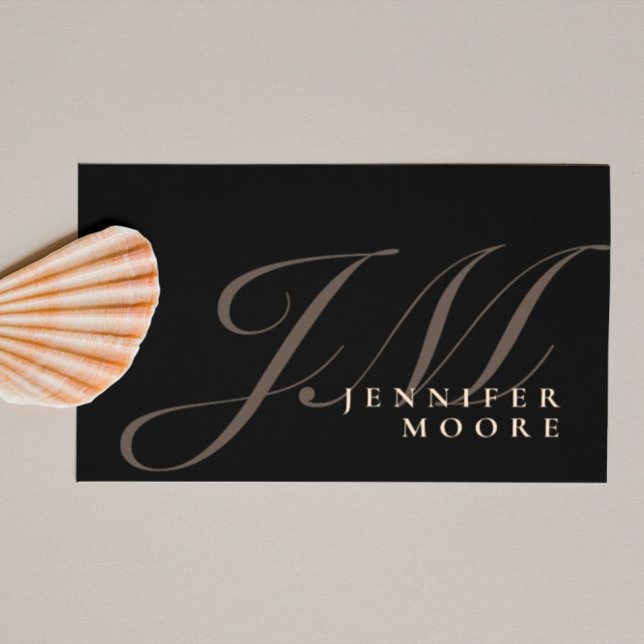 Modern Professionell Black och Guld Monogrammed Visitkort (Skapare uppladdad)