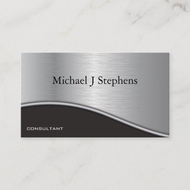 Modern Professionell Black Textured Platinum Visitkort (Framsida)