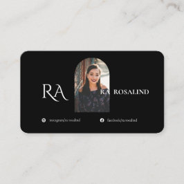 Modern Professionell Black White Monogram Photo Visitkort