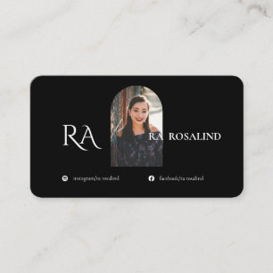 Modern Professionell Black White Monogram Photo Visitkort