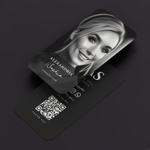 Modern Professionell Black White Photo Transparent Visitkort