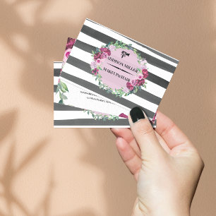 modern, professionell blommigt makup & hårsalon visitkort