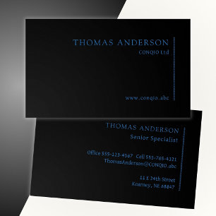 Modern Professionell Blue på Black Visitkort