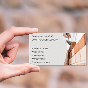 Modern Professionell Brickayer Builder Visitkort
