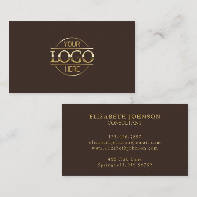 Modern Professionell Brown & Guld Company Logotyp Visitkort (Fram/baksida)