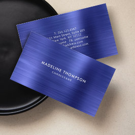 Modern Professionell Brushed Metallic Royal Blue Visitkort