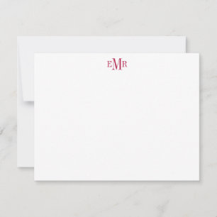 Modern Professionell Burgundy 3 Monogram - början Anteckningskort