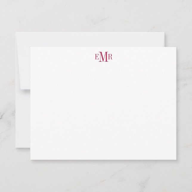 Modern Professionell Burgundy 3 Monogram - början Anteckningskort (Framsida)