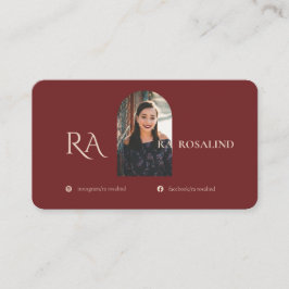 Modern Professionell Burgundy Monogram-foto Visitkort