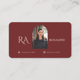 Modern Professionell Burgundy Monogram-foto Visitkort