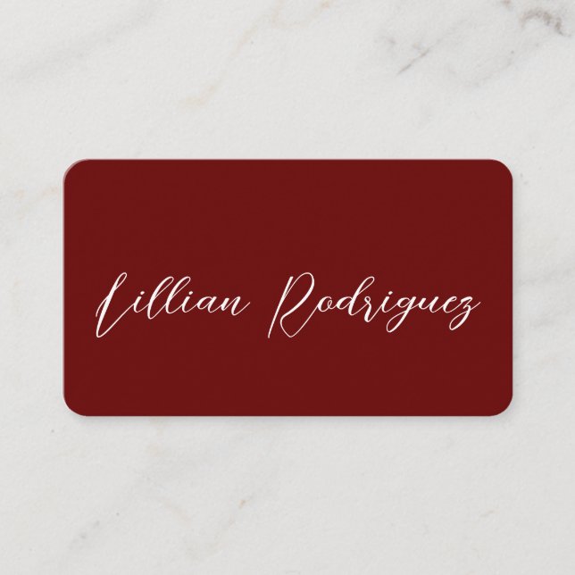 Modern Professionell Burgundy Namnteckning Visitkort (Framsida)
